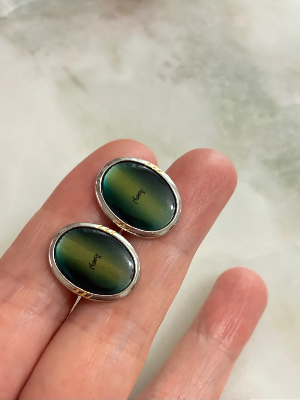 💚 YSL Vintage Cuff Links & Tie Clip Set